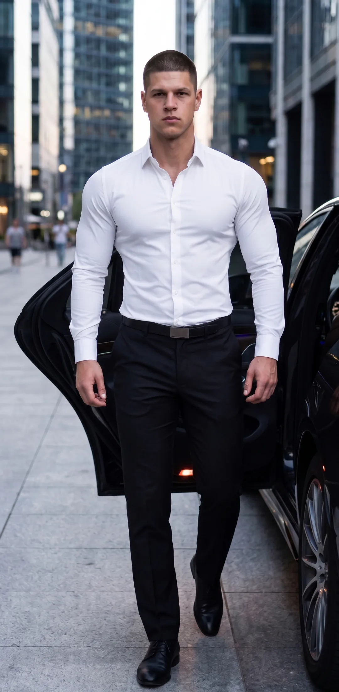 Hombre con camisa blanca sobre la camiseta moldeadora FORMA TERAZ blanca
